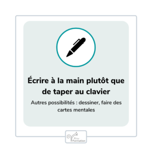 écrire à la main plutôt que de taper au clavier